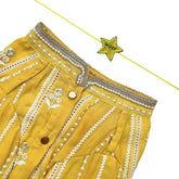 BRIGHT YELLOW CHIKANKARI GOTA PATTI KURTA + STAR WOOFRAKHI FOR DOGS AND CATS
