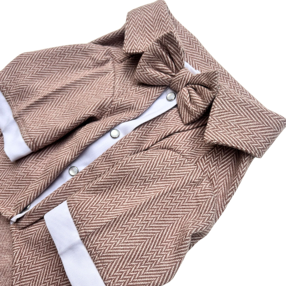 PEACH HERRINGBONE COTTON WOOL TUXEDO FOR DOGS AND CATS
