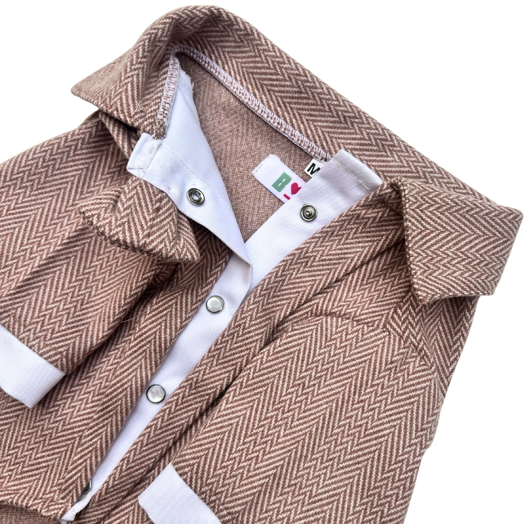 PEACH HERRINGBONE COTTON WOOL TUXEDO FOR DOGS AND CATS