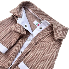 PEACH HERRINGBONE COTTON WOOL TUXEDO FOR DOGS AND CATS