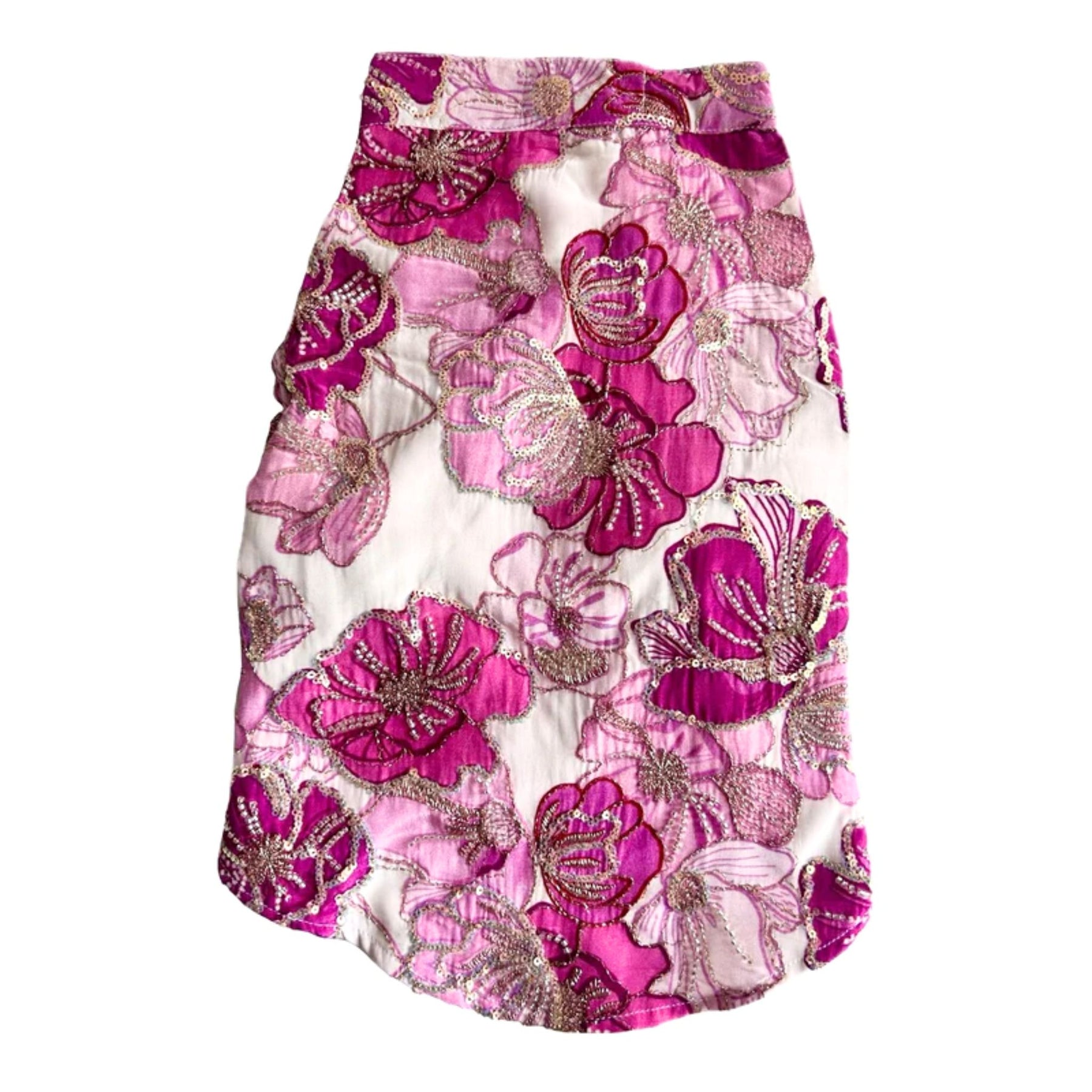 PINK FLOWER BOUQUET HAND EMBROIDERED DOG KURTA + PINK BHAI RAKHI FOR DOG AND CATS