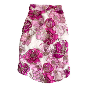 PINK FLOWER BOUQUET HAND EMBROIDERED DOG KURTA + PINK BHAI RAKHI FOR DOG AND CATS