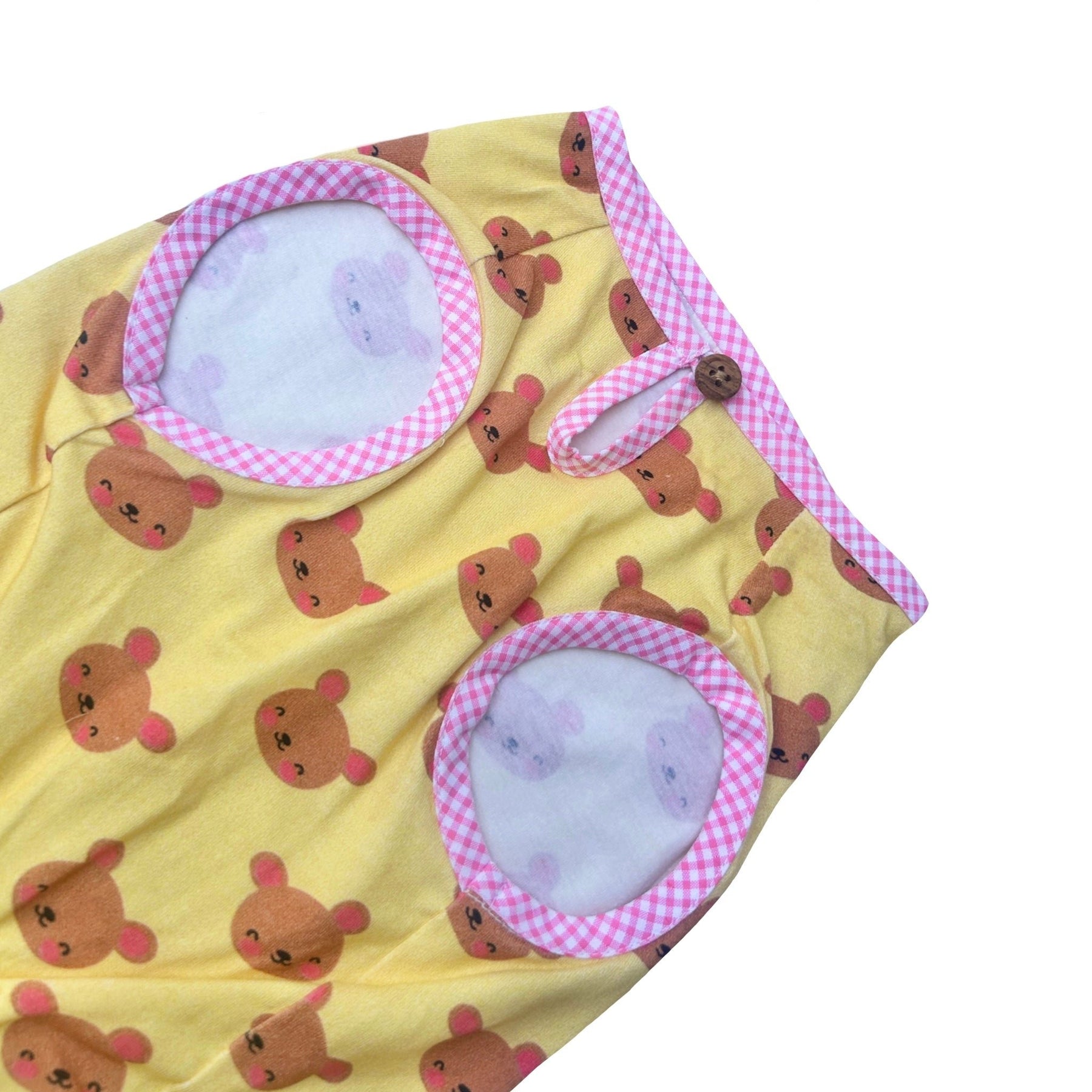 YELLOW TEDDY CHECK BINDING DOG T-SHIRT