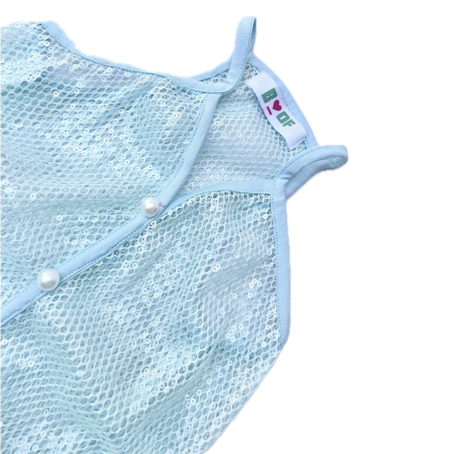 BLUE MESH SEQUINS DOG VEST