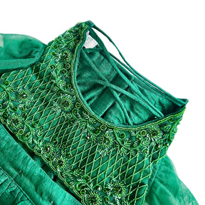 EMERALD GREEN STONE WORK DOG LEHENGA