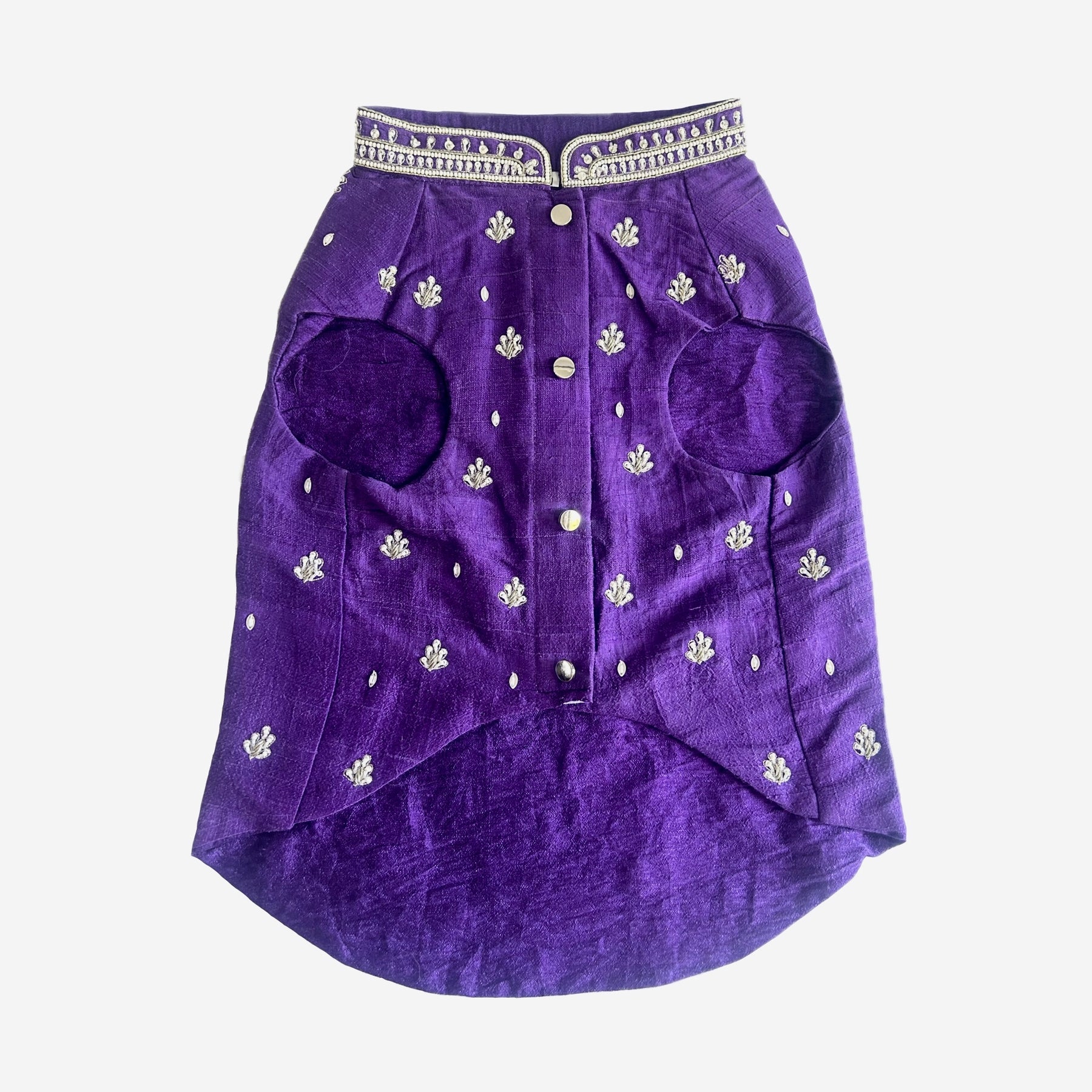 PURPLE WHITE PATTA HAND EMBROIDERED DOG SHERWANI