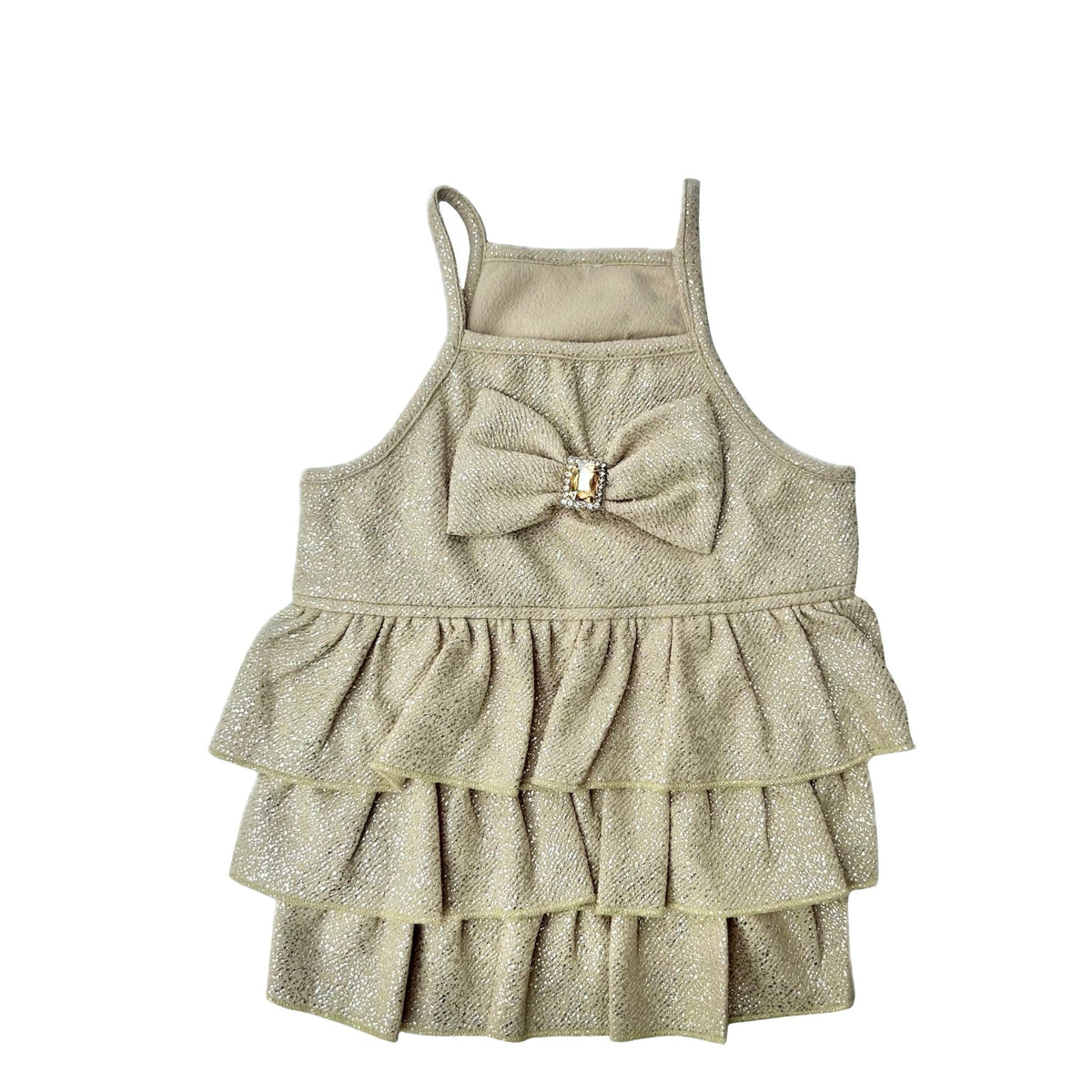 GOLD RUFFLE GEM STONE DOG DRESS