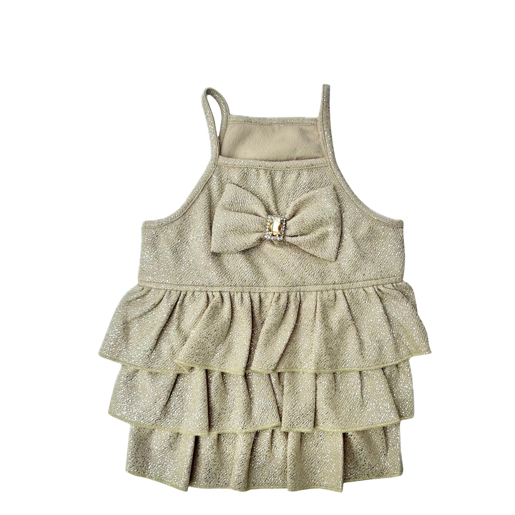 GOLD RUFFLE GEM STONE DOG DRESS