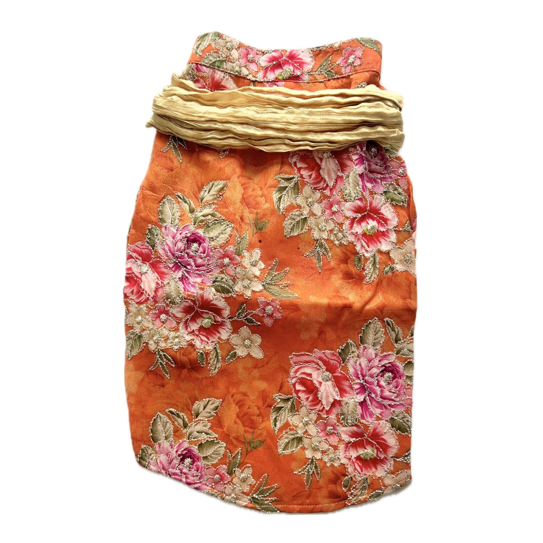 ORANGE FLORAL ZARI DOG KURTA