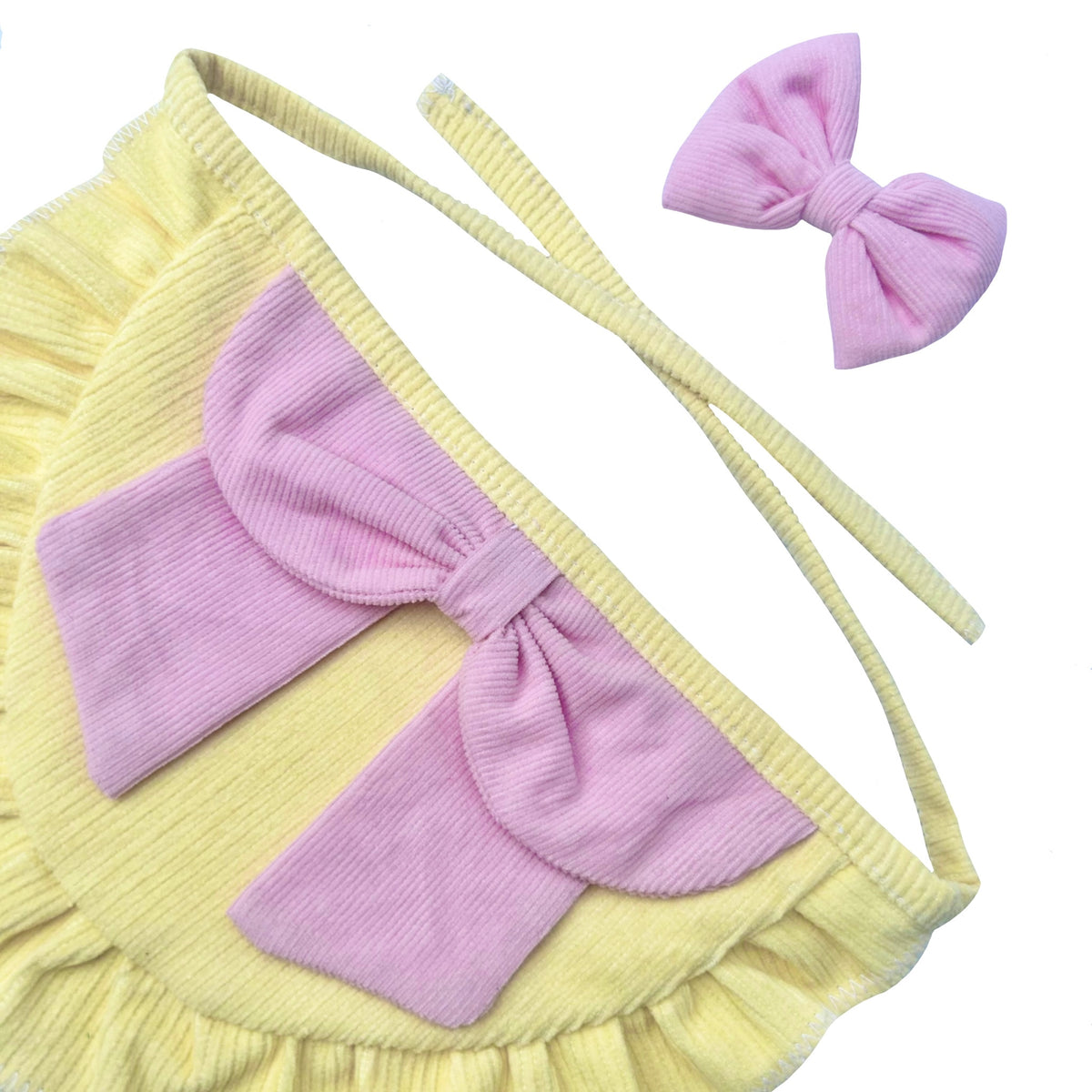 YELLOW PINK BIG BOW DOG BANDANA SET