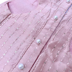 PINK TEXTURED PEARL DOG SHERWANI