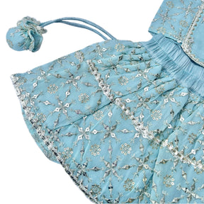 POWDER BLUE FESTIVE DOG LEHENGA