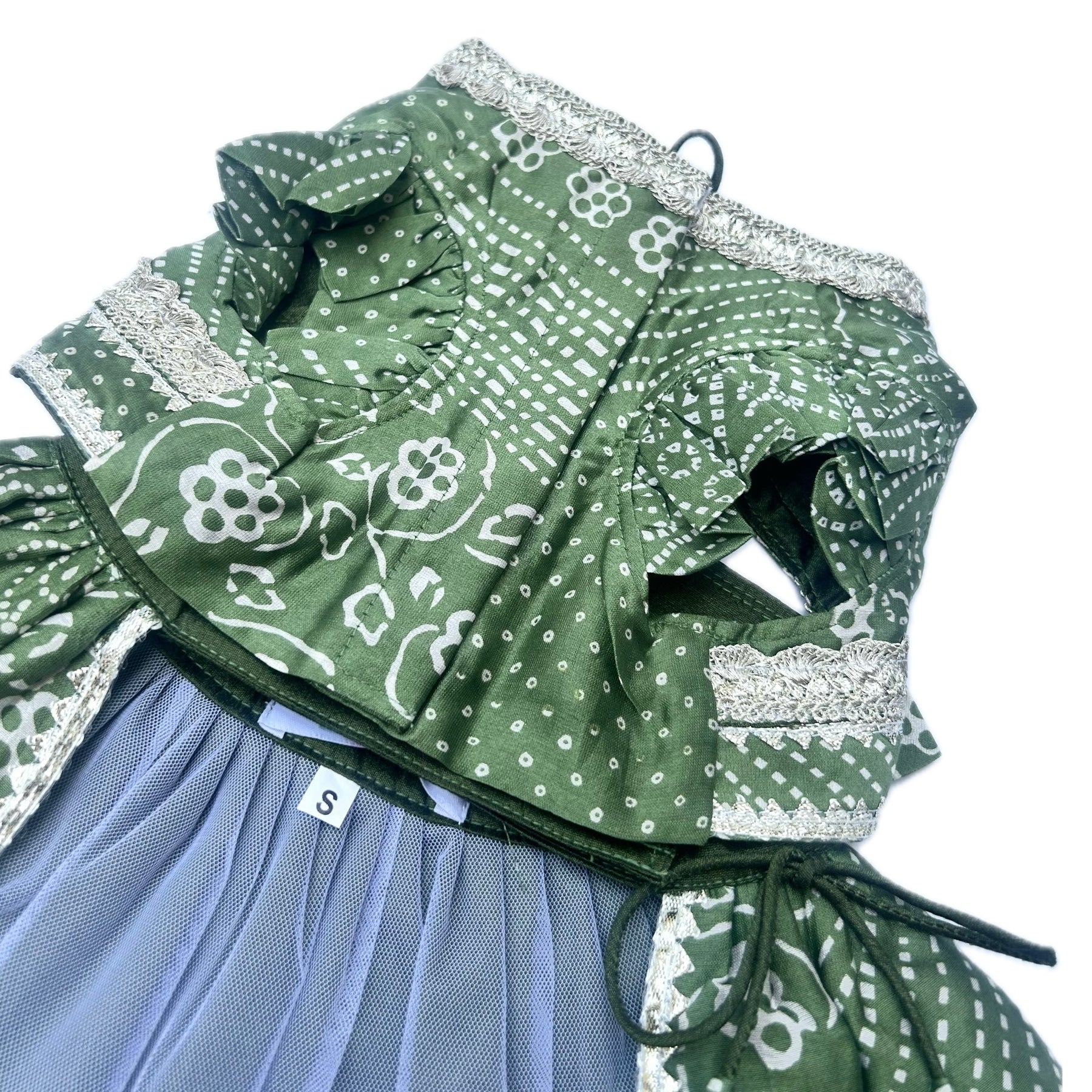 GREEN BANDHANI DOG LEHENGA