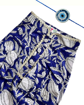 BLUE PHOOL COTTON DOG KURTA+EVIL EYE RAKHI FOR DOGS AND CATS