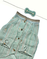 MINT GREEN CHIKANKARI GOTA PATTI KURTA+AQUA GREEN PEARL BONE RAKHI FOR DOGS AND CATS