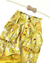 YELLOW BLOSSOM DOG KURTA+SILVER YELLOW PEARL BONE RAKHI FOR DOGS AND CATS
