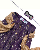 PURPLE DUSK MUKAISH WORK KURTA FOR DOGS AND CATS+PURPLE PEARL RAKHI FOR DOGS AND CATS