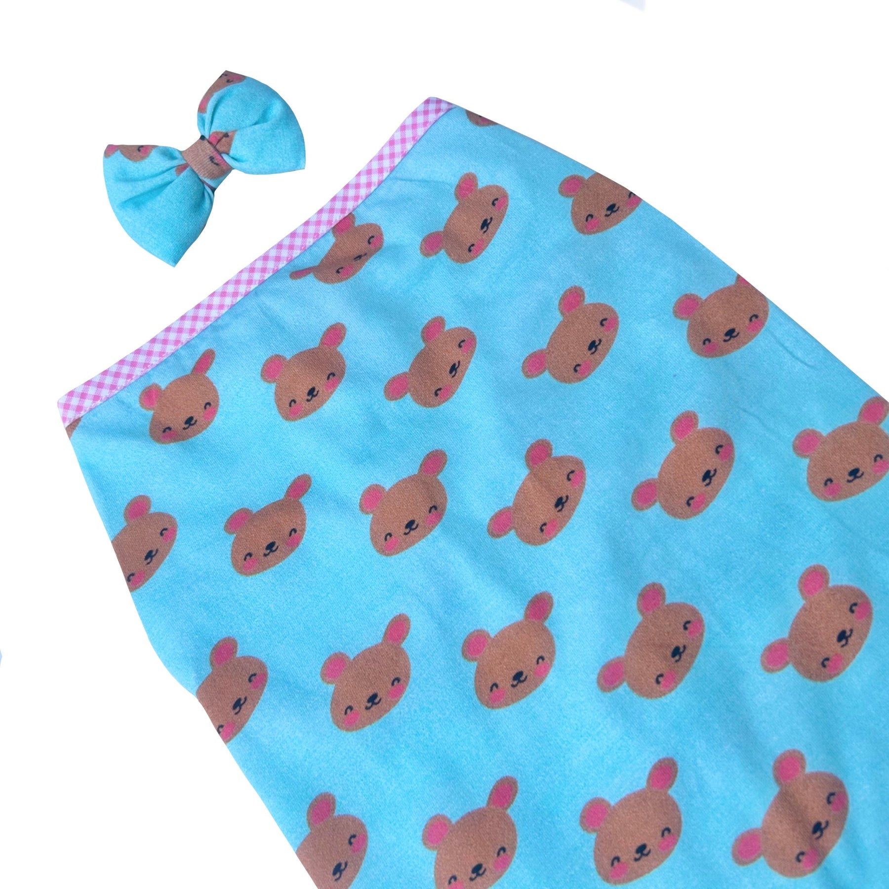 BLUE TEDDY CHECK BINDING DOG T-SHIRT