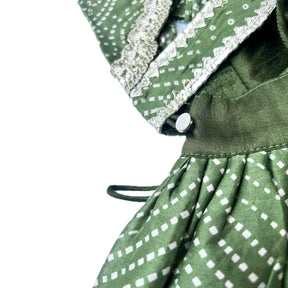 GREEN BANDHANI DOG LEHENGA