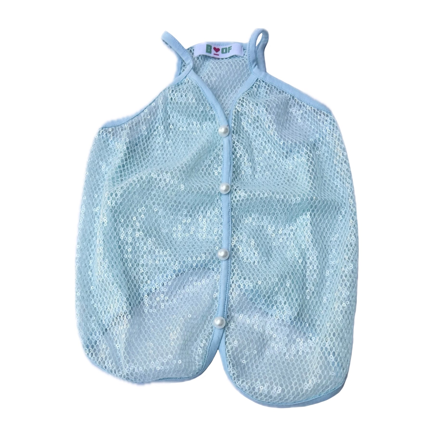 BLUE MESH SEQUINS DOG VEST