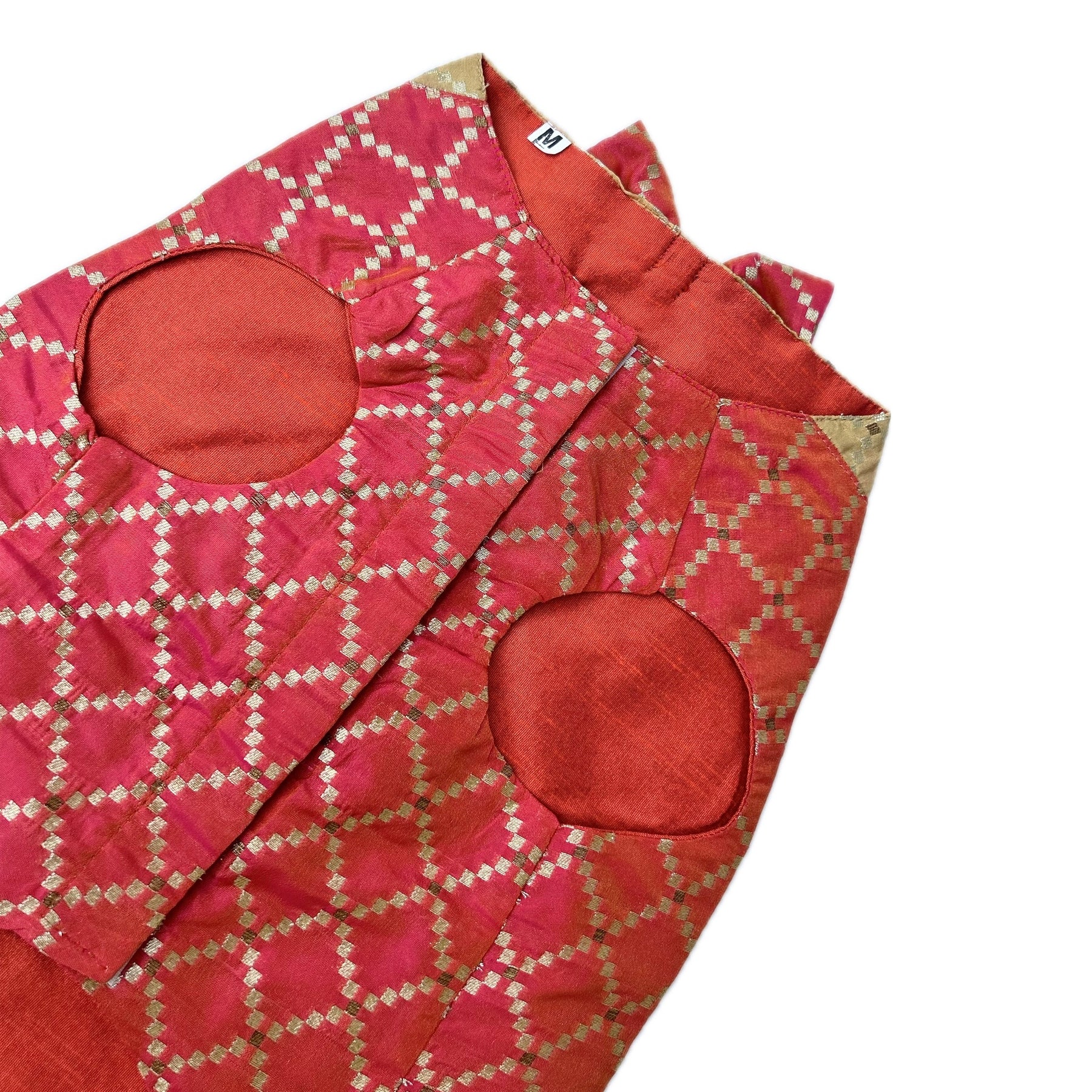 TWO TONE RED BROCADE BOW DOG SHERWANI