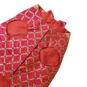 TWO TONE RED BROCADE BOW DOG SHERWANI