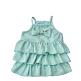 SEA GREEN RUFFLE GEM STONE DOG DRESS