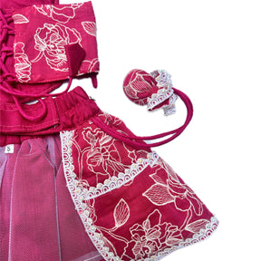 FUCHSIA PINK OFF-WHITE EMBROIDERY DOG LEHENGA