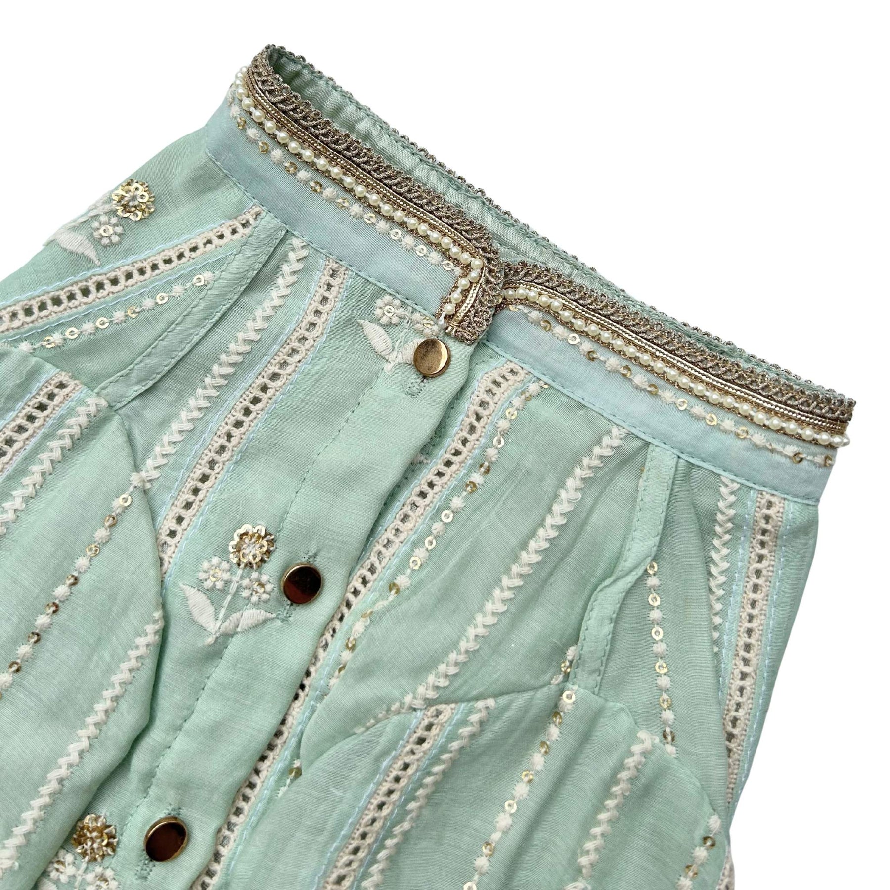 MINT GREEN CHIKANKARI GOTA PATTI KURTA FOR DOGS AND CATS