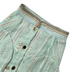 MINT GREEN CHIKANKARI GOTA PATTI KURTA FOR DOGS AND CATS