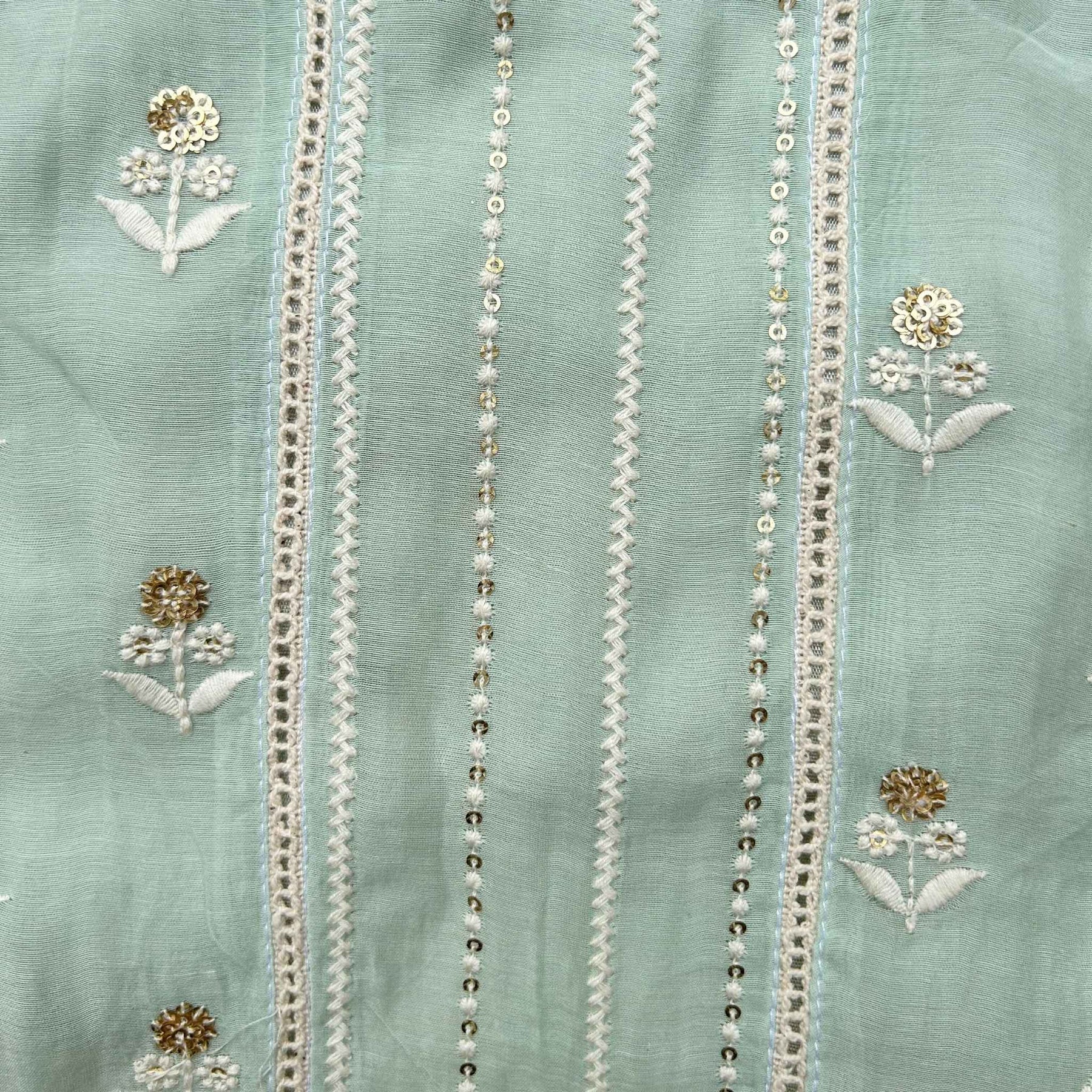 MINT GREEN CHIKANKARI GOTA PATTI KURTA FOR DOGS AND CATS