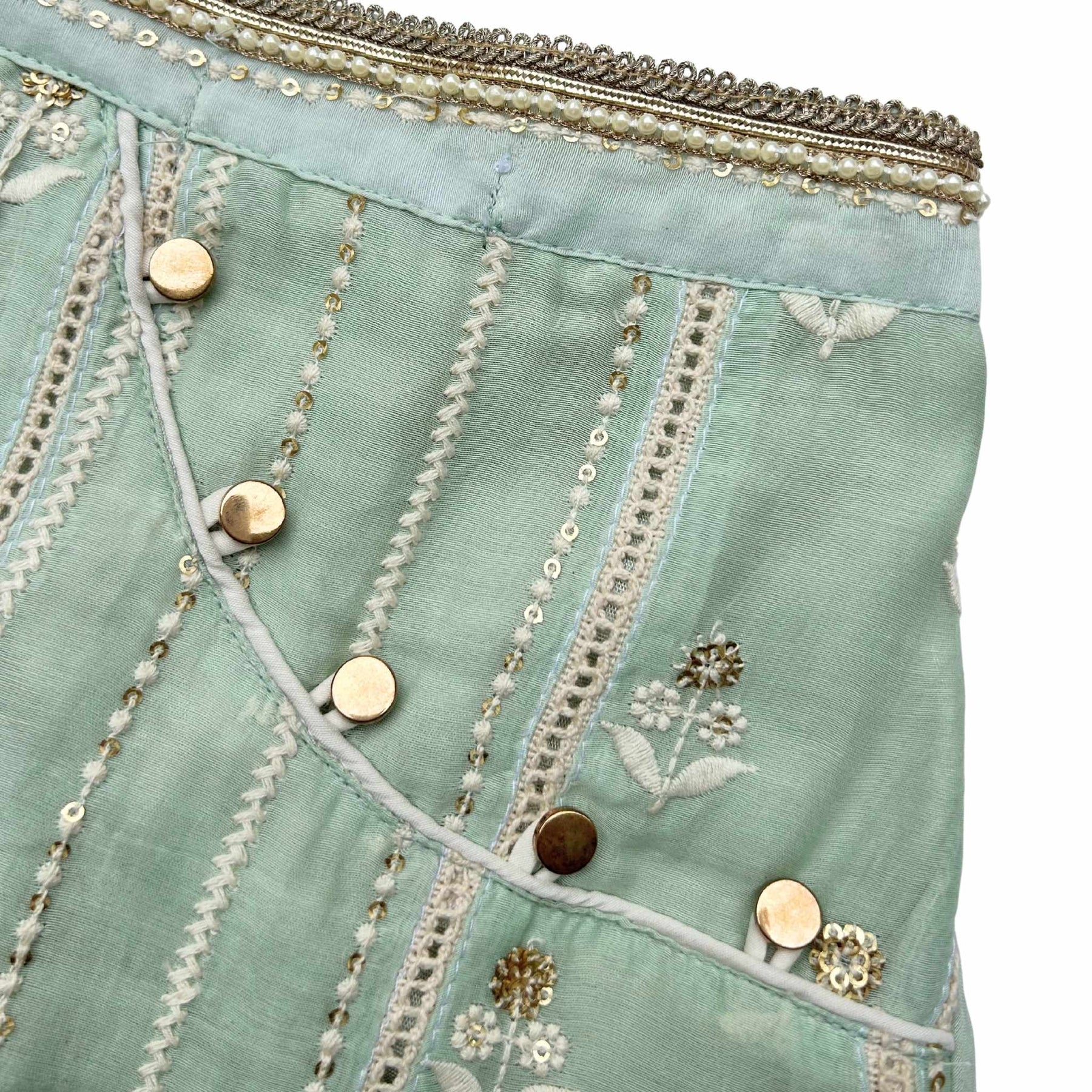 MINT GREEN CHIKANKARI GOTA PATTI KURTA FOR DOGS AND CATS