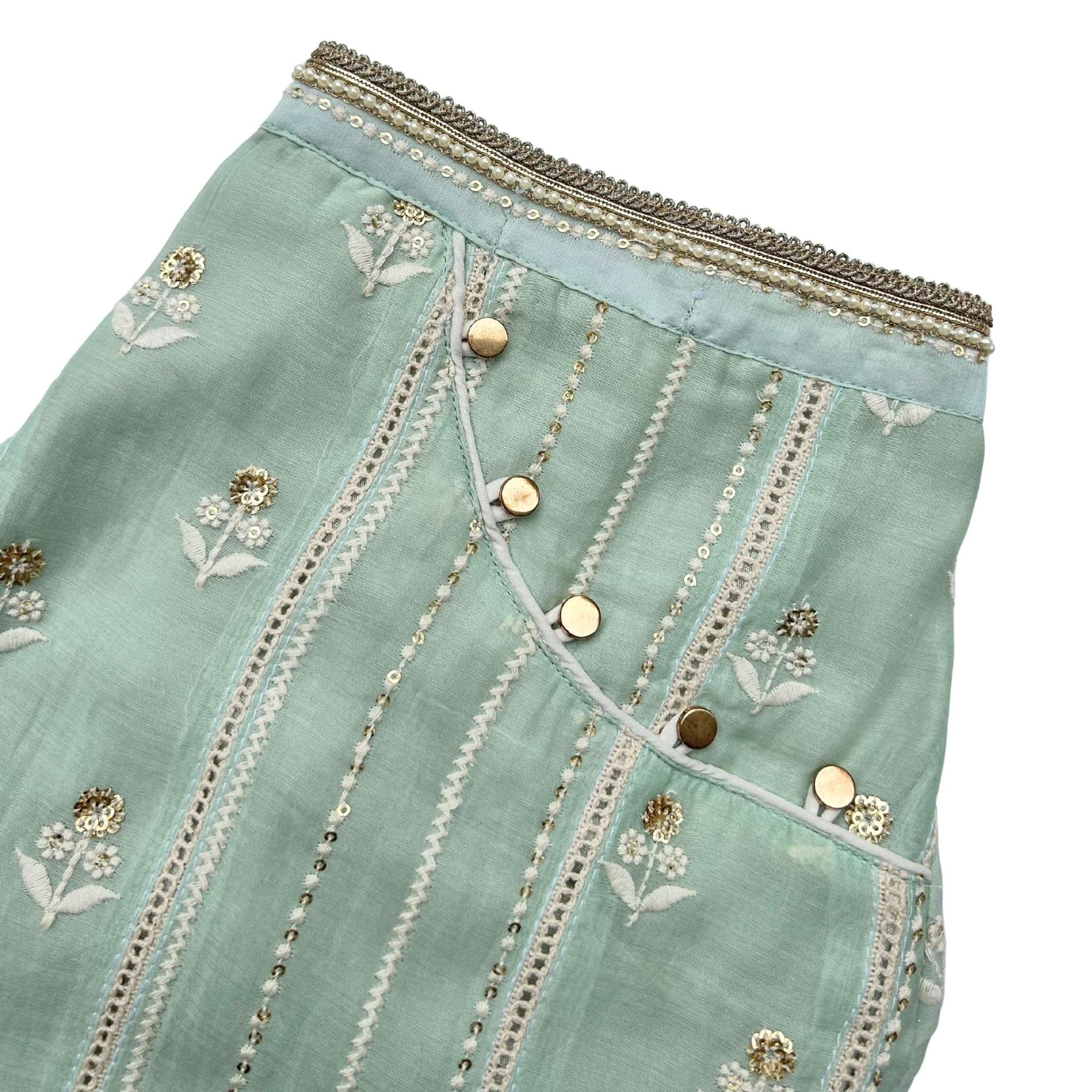 MINT GREEN CHIKANKARI GOTA PATTI KURTA FOR DOGS AND CATS