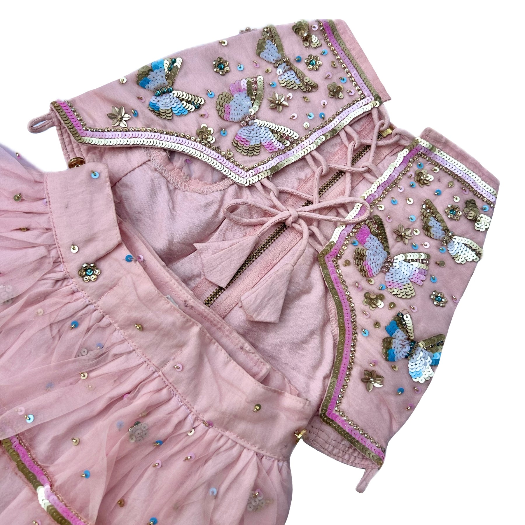 LIGHT PINK BUTTERFLY DOG LEHENGA