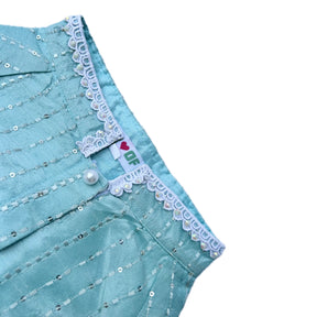 BLUE TEXTURED PEARL DOG SHERWANI