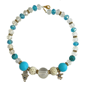 SEA BLUE EVIL EYE DOG NECKLACE
