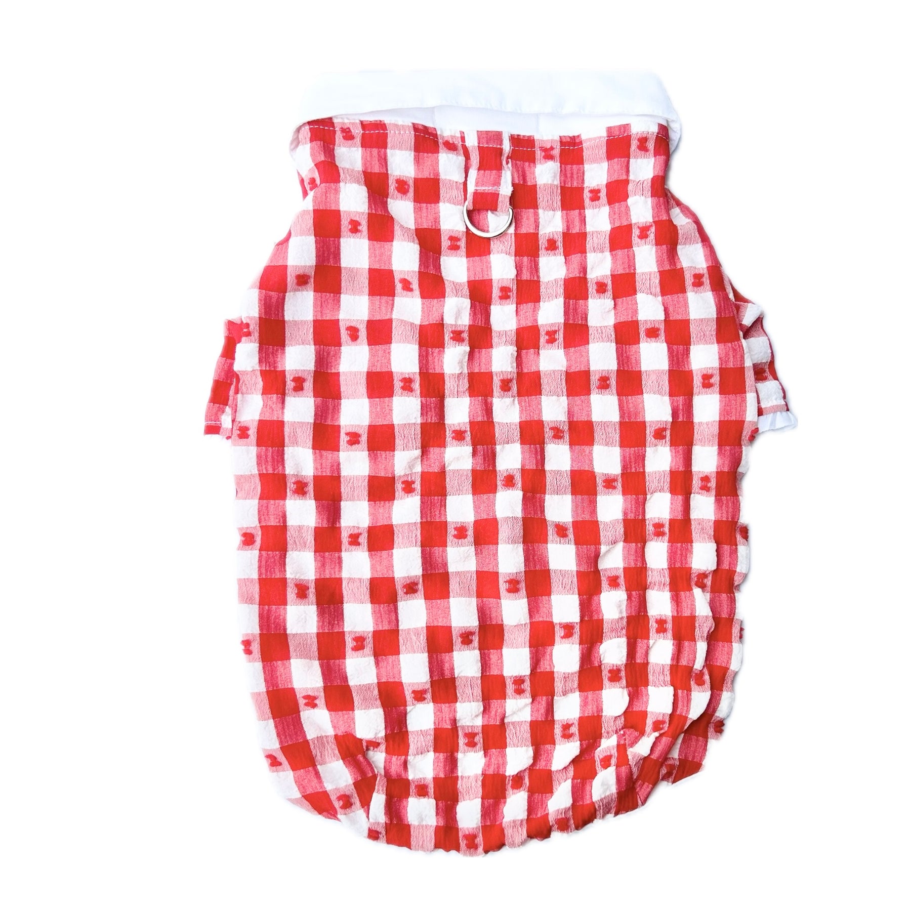 RED CHECKERED WHITE COLLAR DOG SHIRT