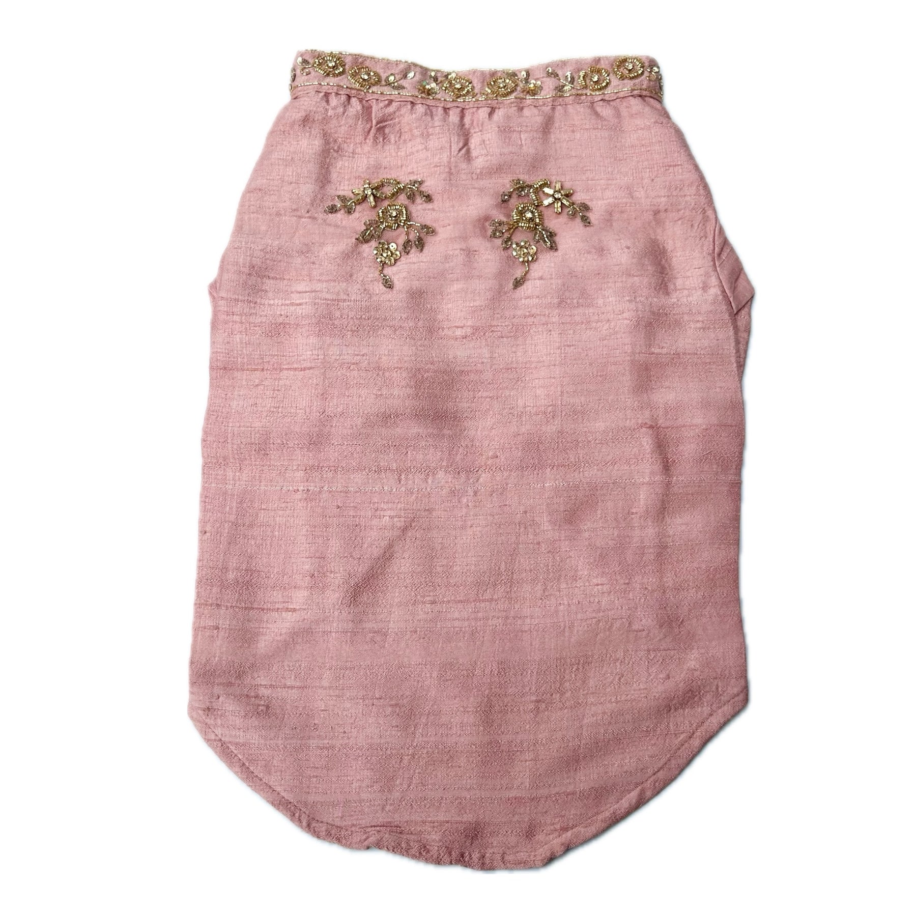 BLUSH PINK HAND EMBROIDERED GOLD FLOWERS DOG KURTA