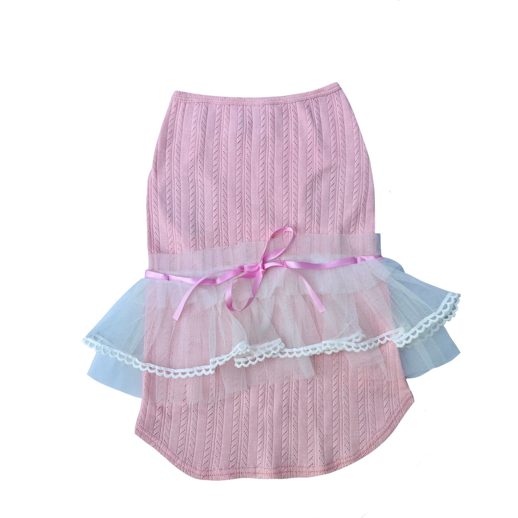 PINK CUTE RIBBON FRILL DOG DRESS