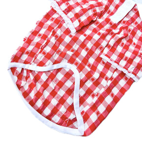 RED CHECKERED WHITE COLLAR DOG SHIRT