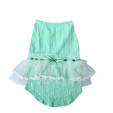 GREEN CUTE RIBBON FRILL DOG DRESS