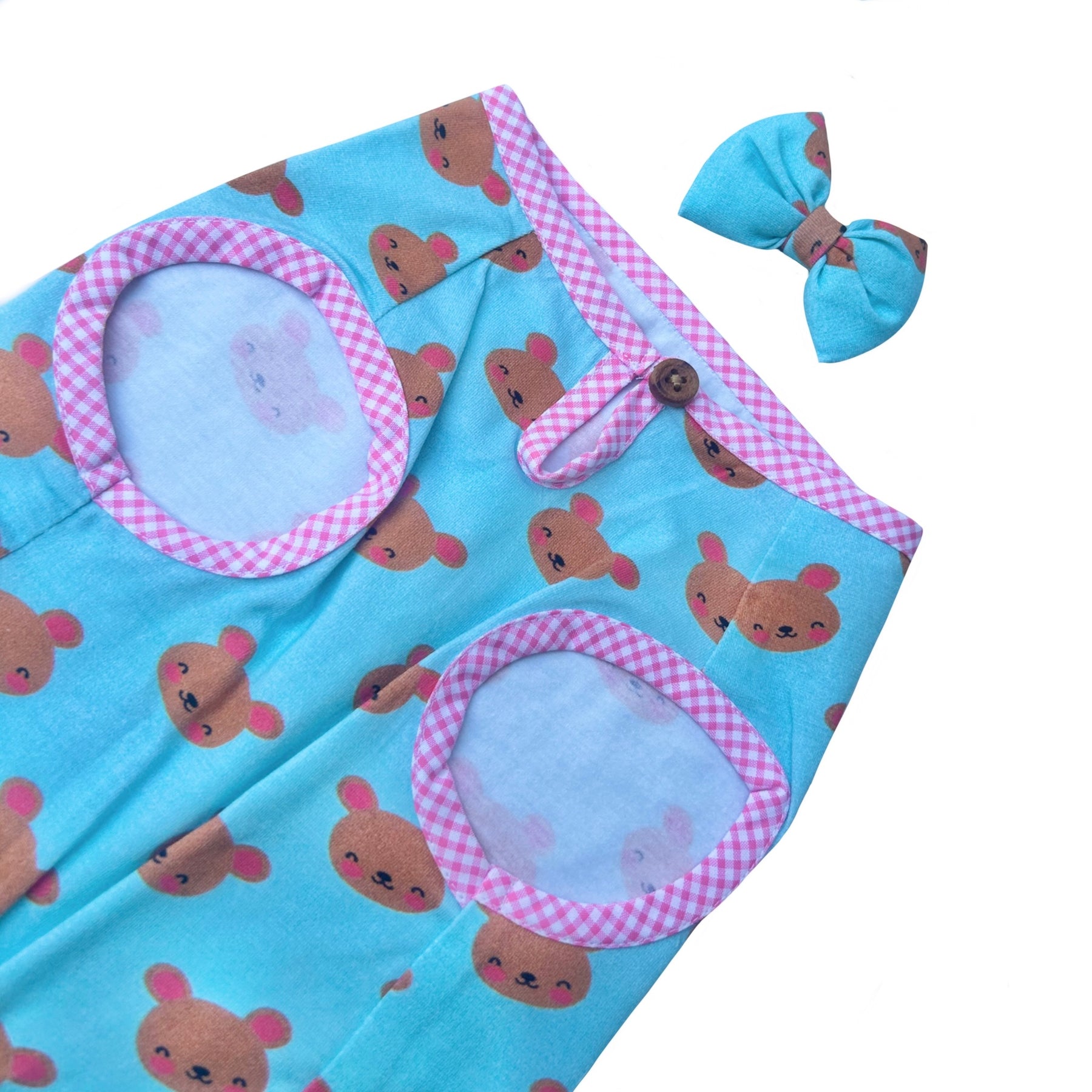 BLUE TEDDY CHECK BINDING DOG T-SHIRT