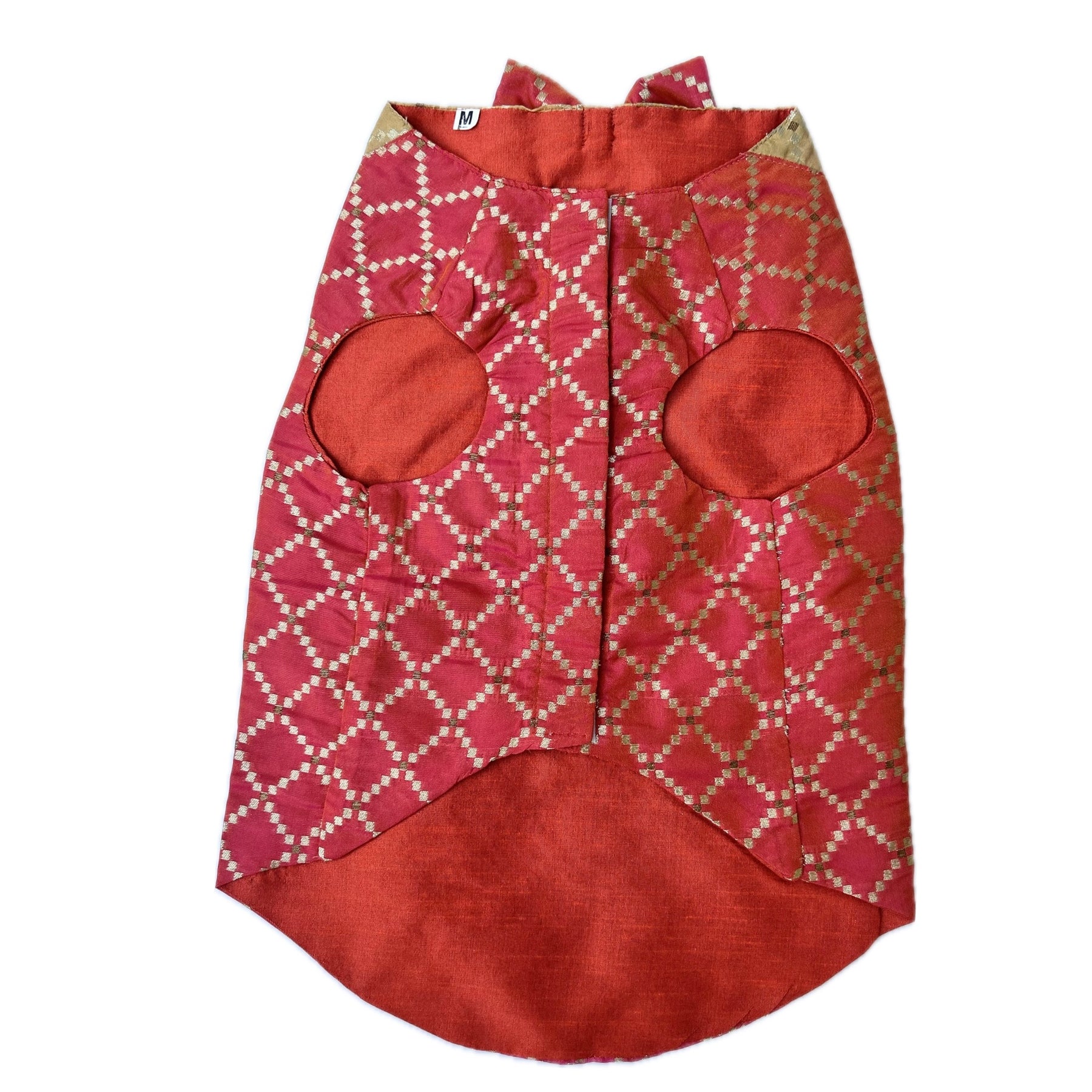 TWO TONE RED BROCADE BOW DOG SHERWANI