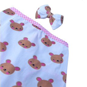 WHITE TEDDY CHECK BINDING DOG T-SHIRT