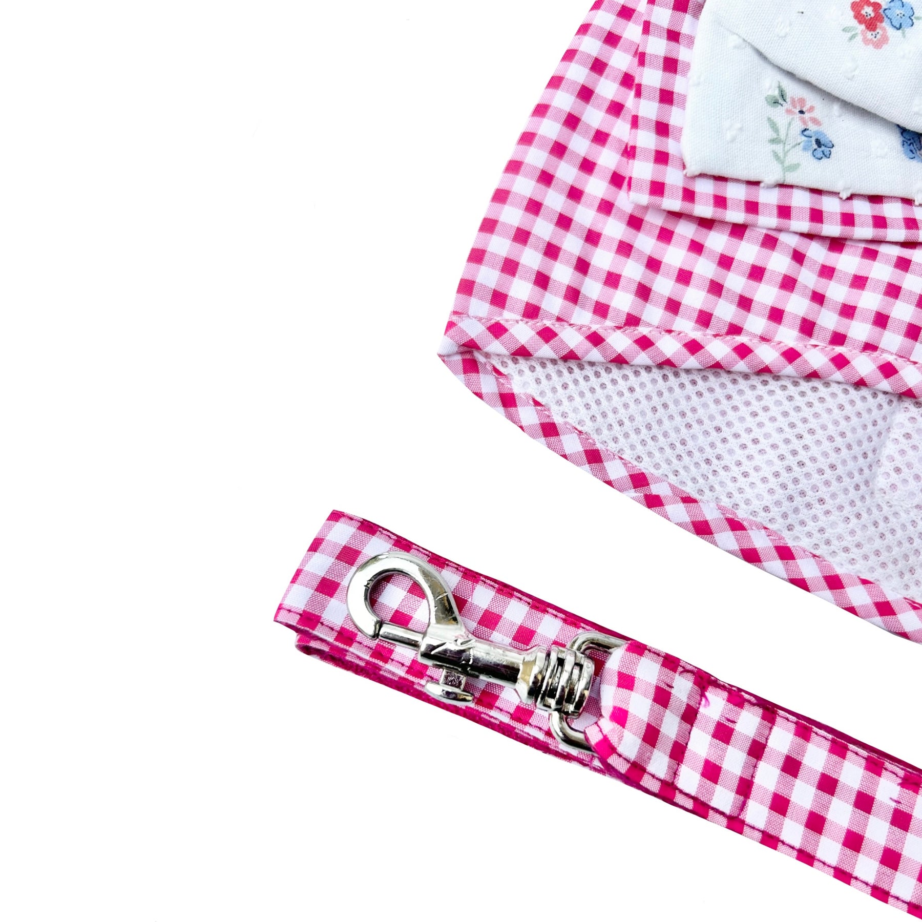PINK BIG BOW CHECK DOG HARNESS - Main Image