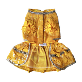 YELLOW SEQUINS DOG LEHENGA