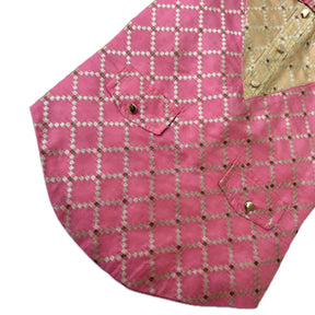 PINK BROCADE BOW DOG SHERWANI