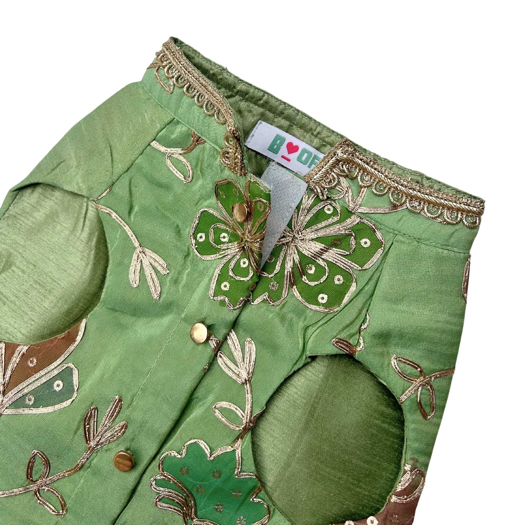 PISTA GREEN GOTA PHOOL WAISTCOAT FOR DOGS AND CATS