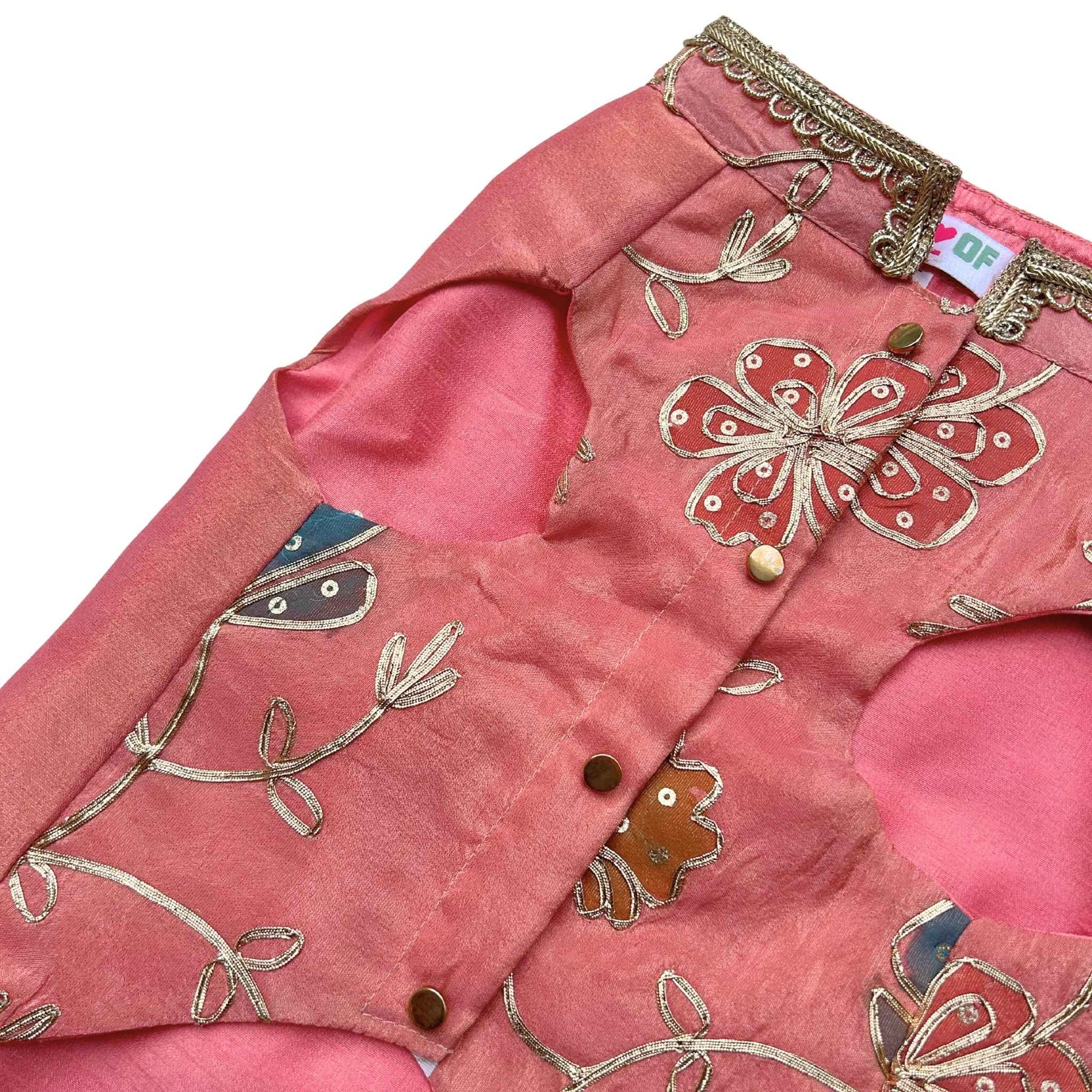 CORAL GOTA PHOOL WAISTCOAT FOR DOGS AND CATS
