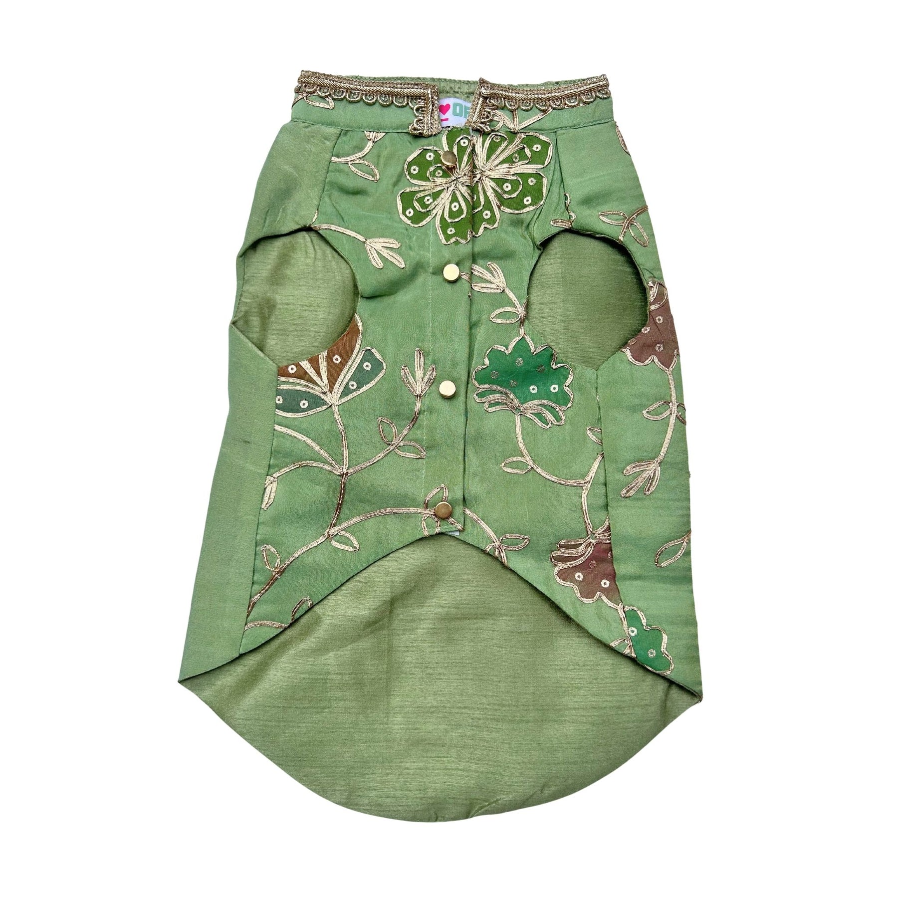 PISTA GREEN GOTA PHOOL WAISTCOAT FOR DOGS AND CATS